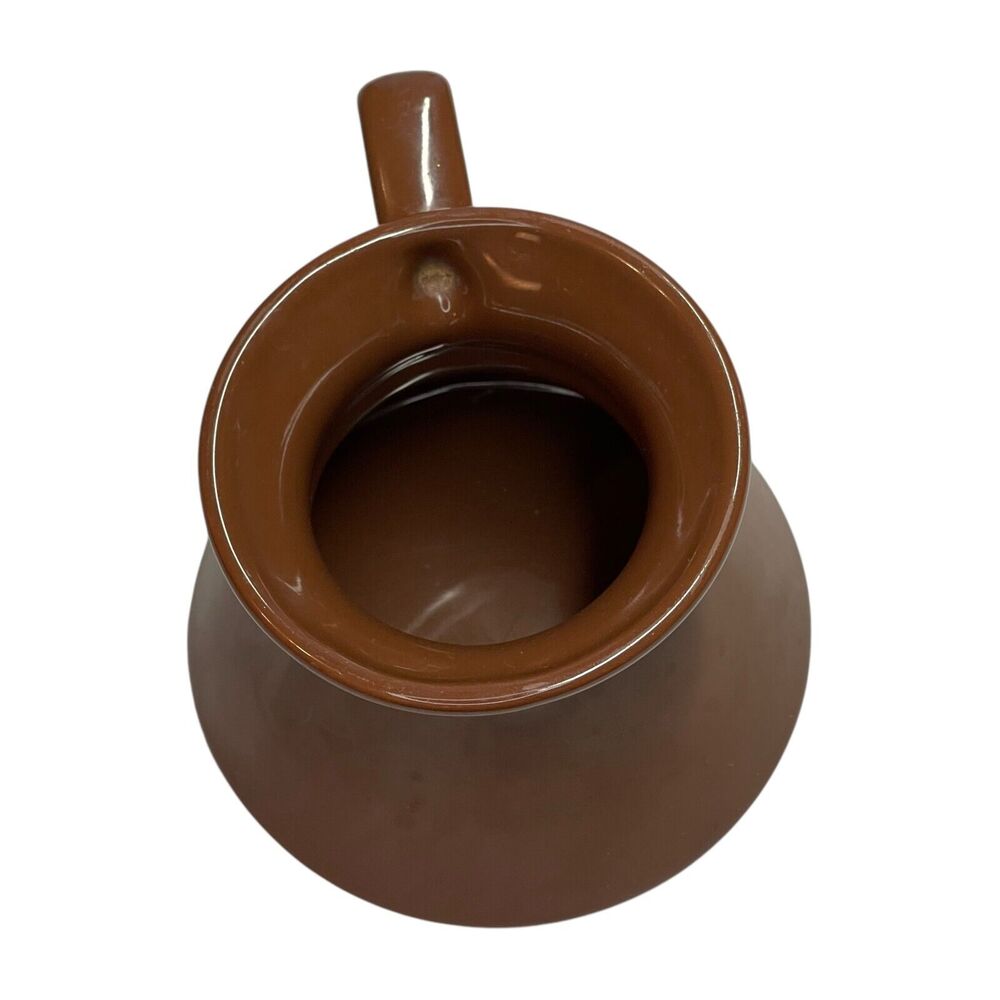 Brown Handmade Ceramic Pottery Handle Round Hot or Cold Coffee/Tea Cup 4" Tall - Picture 5 of 7